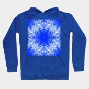 Fractal lace mandala in blue and white Hoodie